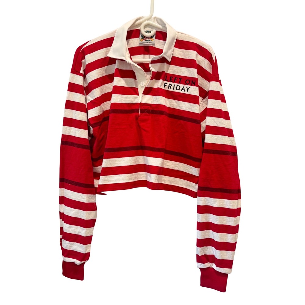 Barbarian Rugby Wear Cropped Shirt Women's OS Red White Striped Left On Friday